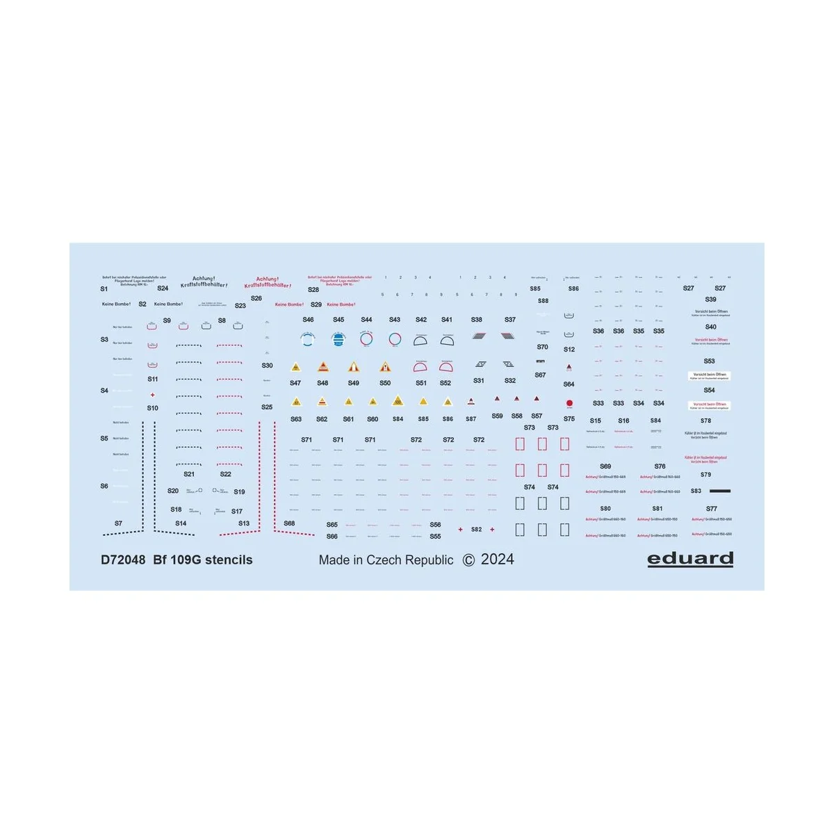 Bf 109G stencils, 1/72 - Eduard Accessories D72048 Bf 109G stencils, 1/72 - Eduard Accessories D72048