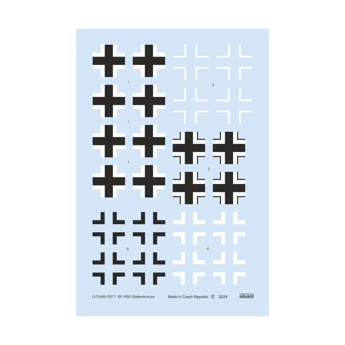 Bf 109G Balkenkreuze, 1/72 - Eduard Accessories D72049