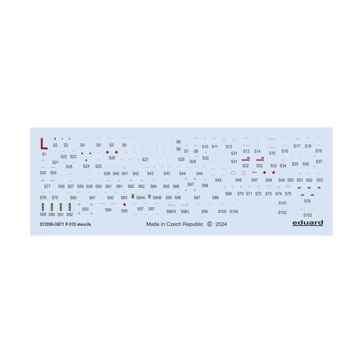 P-51D stencils, 1/72 - Eduard Accessories D72050 P-51D stencils, 1/72 - Eduard Accessories D72050