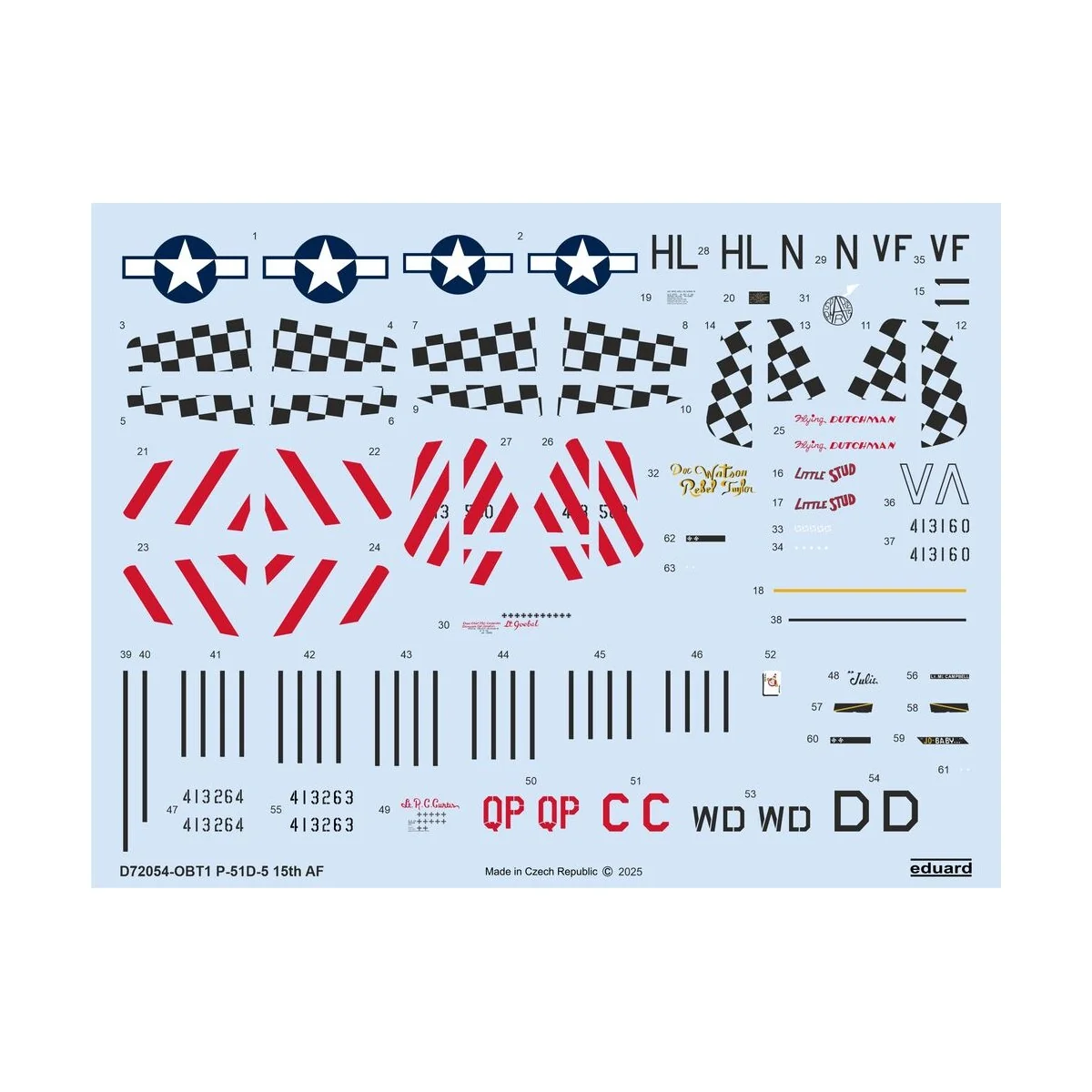 P-51D-5 15th AF EDUARD, 1/72 - Eduard Accessories D72054 P-51D-5 15th AF EDUARD, 1/72 - Eduard Accessories D72054
