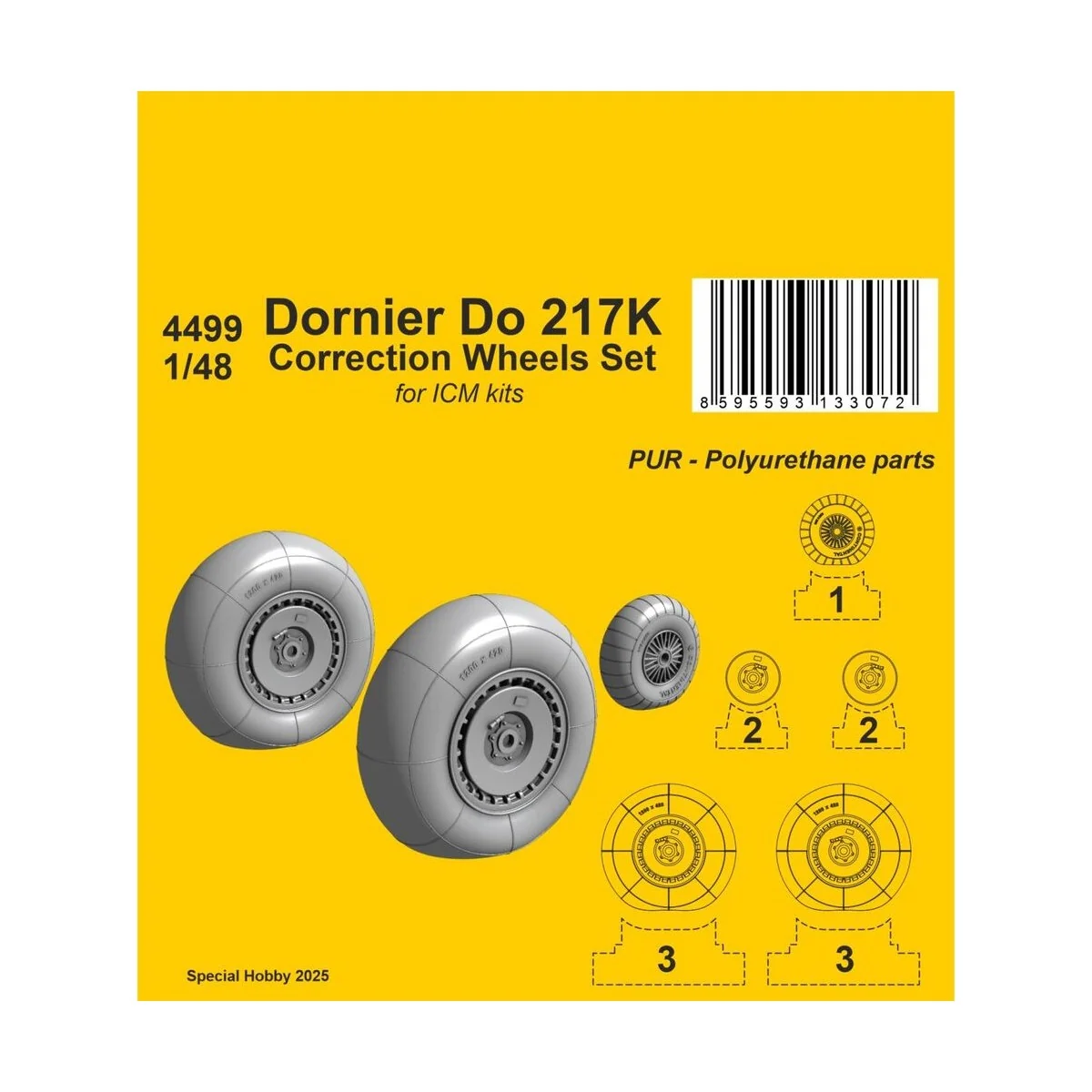 Dornier Do 217 Wheels Correction Set for ICM, 1/48 - CMK 129-4499