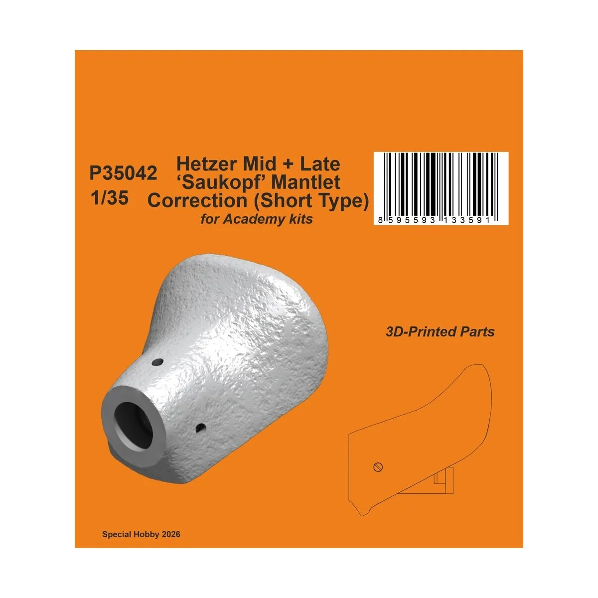 Hetzer Mid + Late 'Saukopf' Mantlet Correction (Short Type) for Aca...