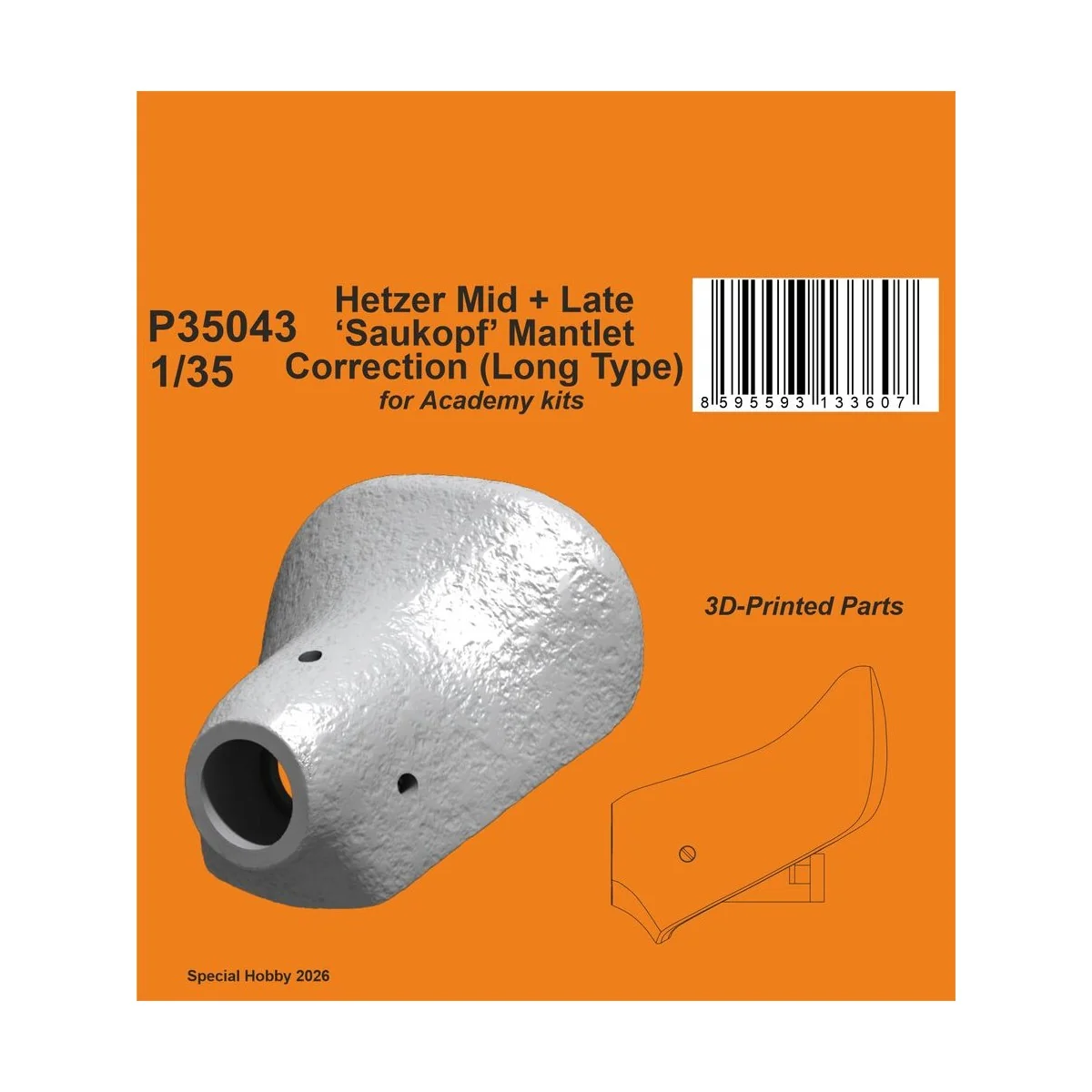 Hetzer Mid + Late 'Saukopf' Mantlet Correction (Long Type) for Acad...