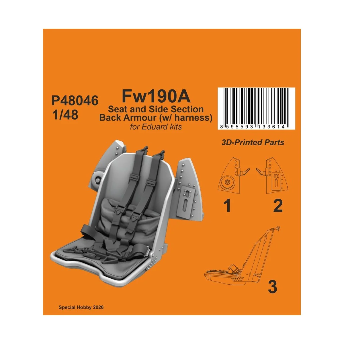 Fw190A Seat and Side Section Back Armour (w/ harness) for Eduard, 1...