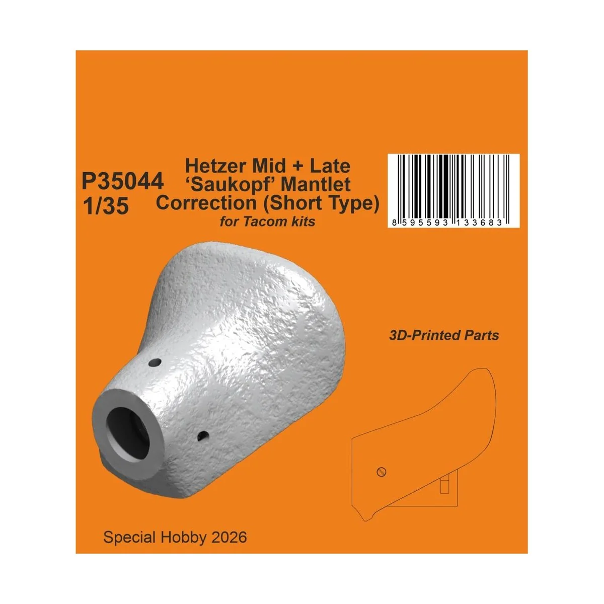 Hetzer Mid + Late ‘Saukopf’ Mantlet Correction (Short Type) for Tak...