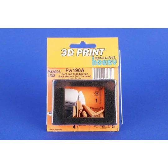 Fw190A Seat and Side Section Back Armour (w/o harness) for Revell, ...
