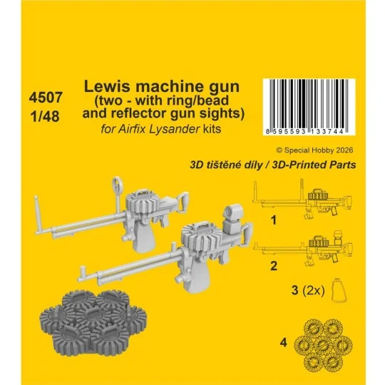 Lewis machine gun (two - with ring/bead and reflector gun sights) f...