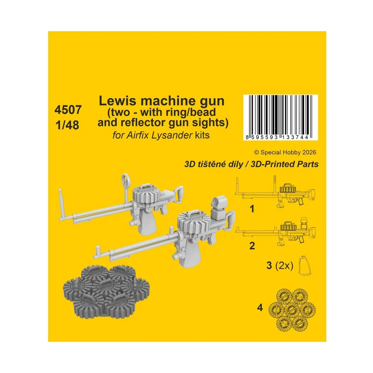 Lewis machine gun (two - with ring/bead and reflector gun sights) f...