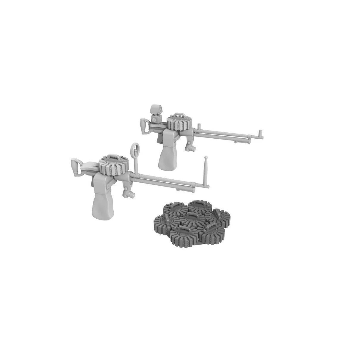Lewis machine gun (two - with ring/bead and reflector gun sights) f...