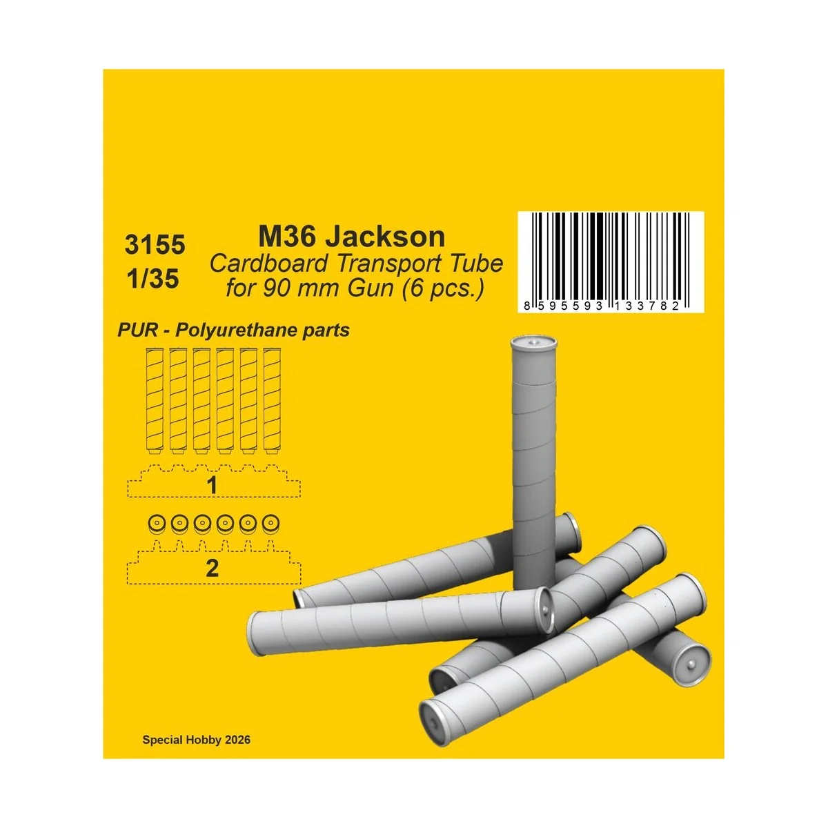M36 Jackson Cardboard Transport Tube for 90 mm Gun (6 pcs.), 1/35 -...