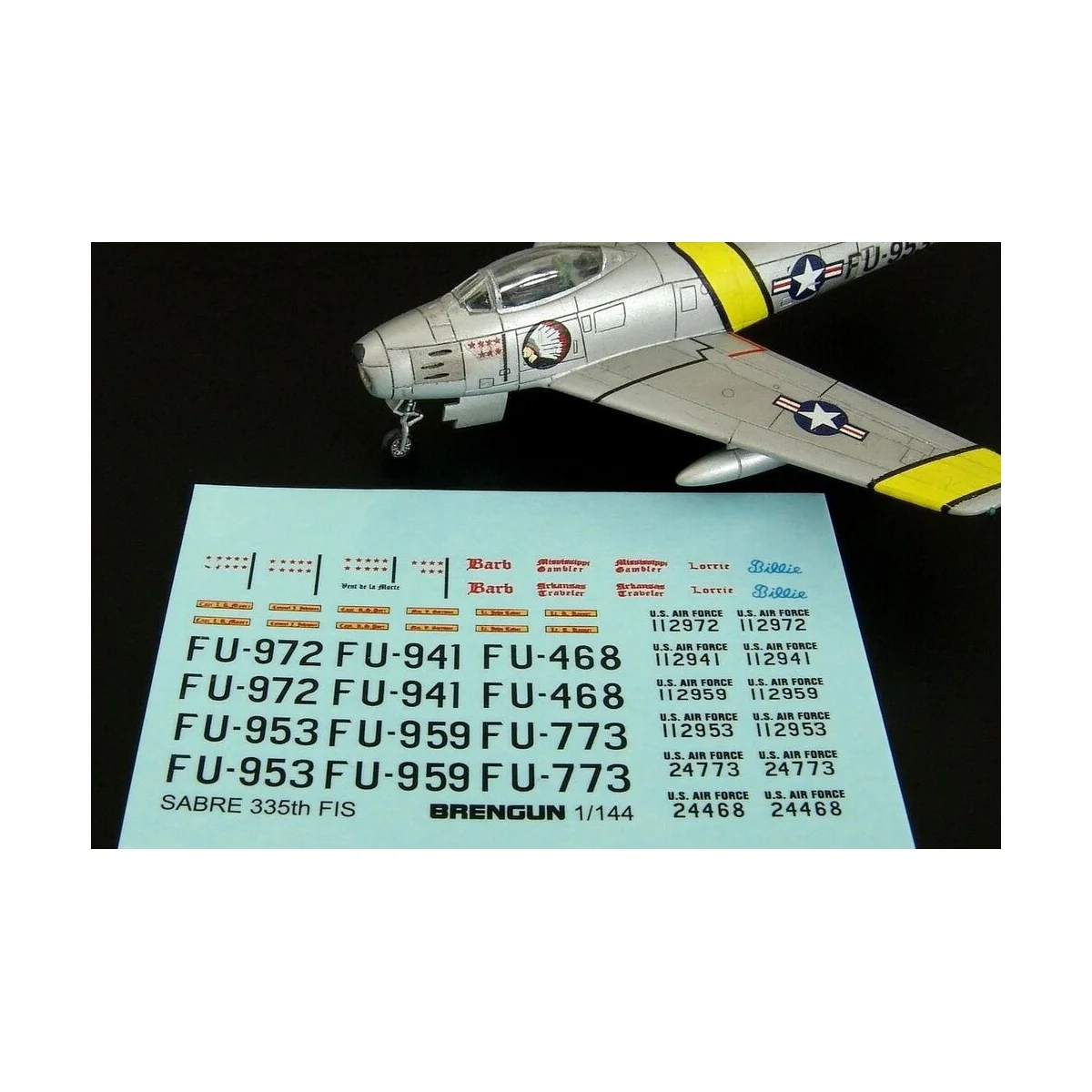 F-86F SABRE 335th FIS decal, 1/144 - Brengun BRL144084
