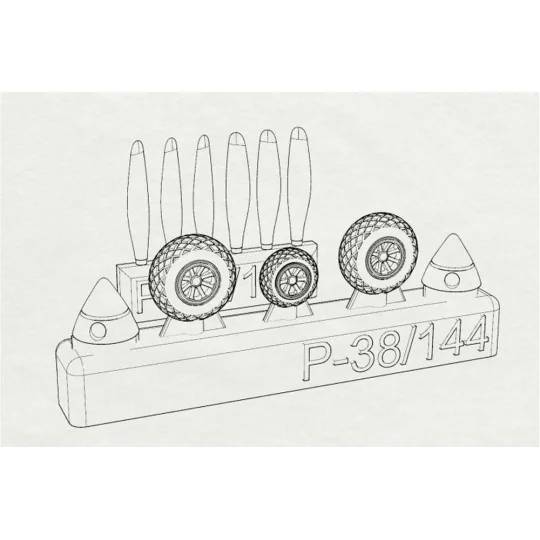 P-38 Wheels -proppelers (Fujimi kit), 1/144 - Brengun BRL144146