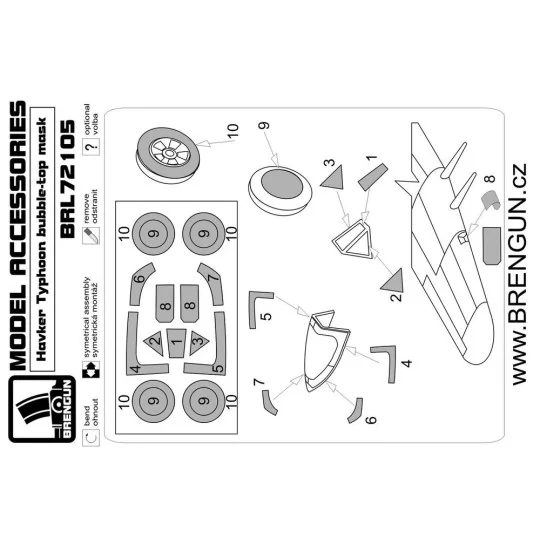 Typhon bubletop CANOPY MASKS, 1/72 - Brengun BRL72105