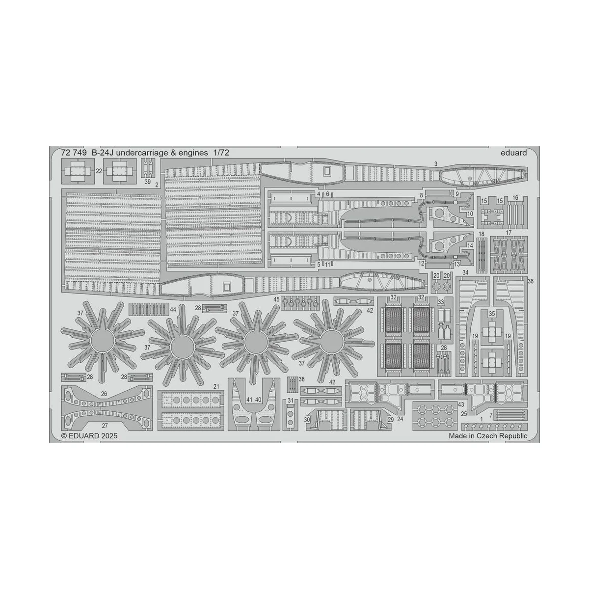 B-24J undercarriage & engines HASEGAWA, 1/72 - Eduard Accessories 7...