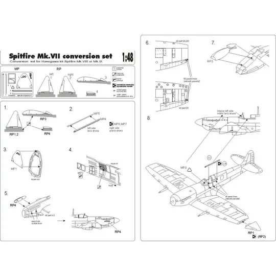 Spitfire Mk VII conversion set, 1/48 - Brengun BRL48002