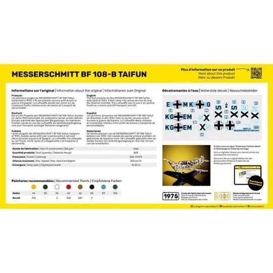 Messerschmitt Bf 108 B Taifun, 1/72 - Heller 80231 Messerschmitt Bf 108 B Taifun, 1/72 - Heller 80231