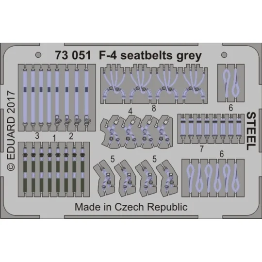 F-4 seatbelts grey STEEL - Eduard Accessories 73051