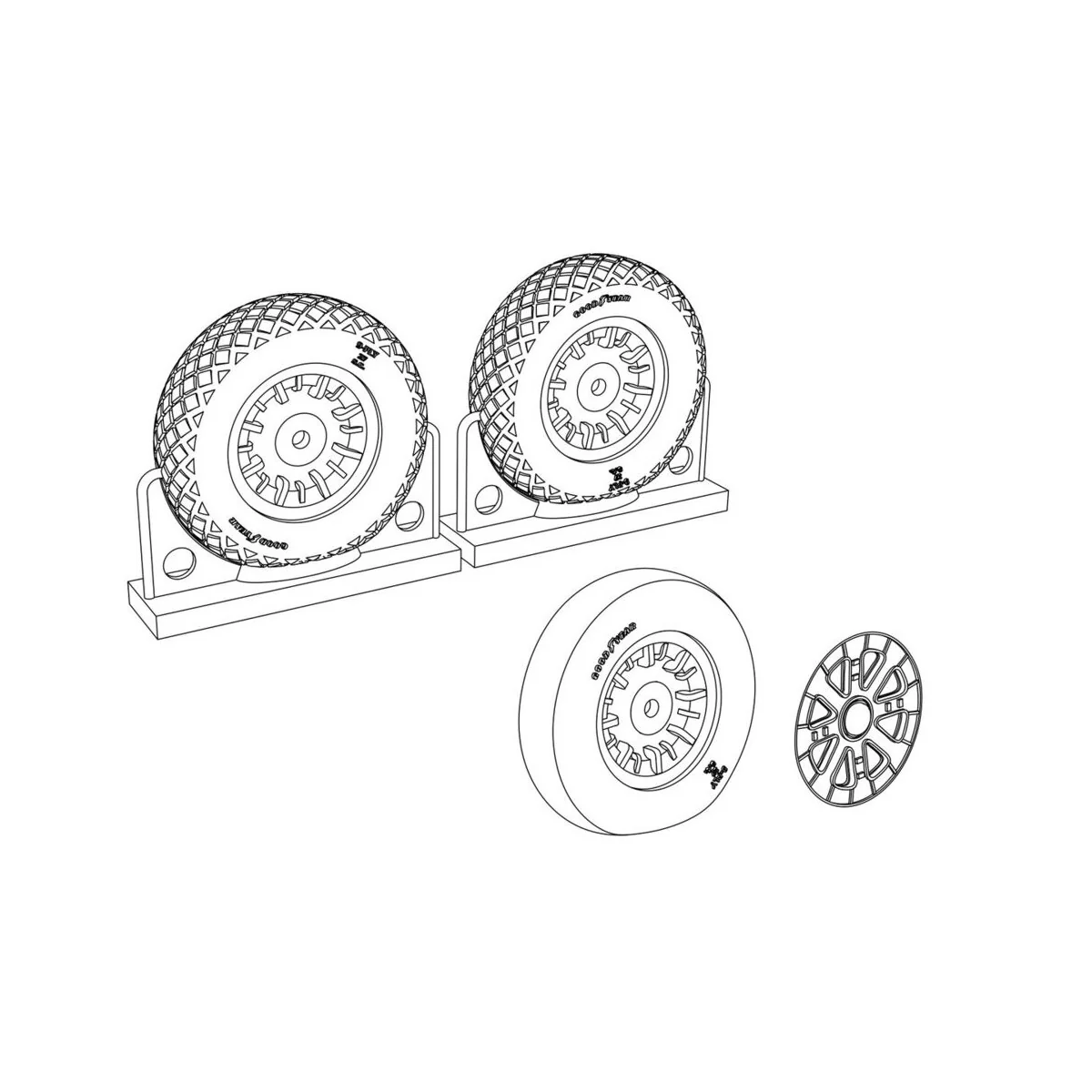 F4U Corsair Diamond Thread Wheels set, 1/48 - Brengun BRL48113