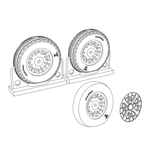 F4U Corsair Ribbed-Diamond Thread Wheels set, 1/48 - Brengun BRL48116
