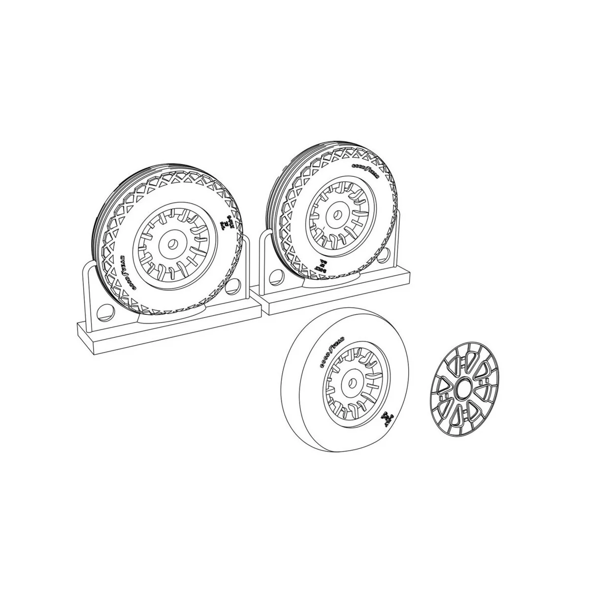 F4U Corsair Ribbed-Diamond Thread Wheels set, 1/48 - Brengun BRL48116