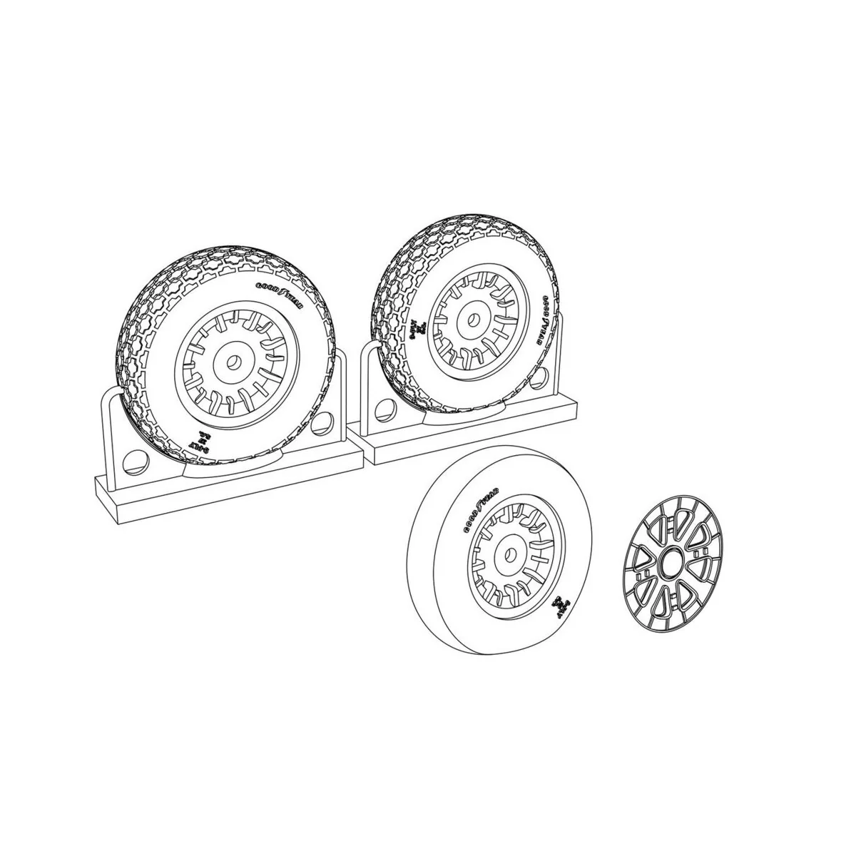 F4U Corsair Cross Thread Wheels set, 1/48 - Brengun BRL48117