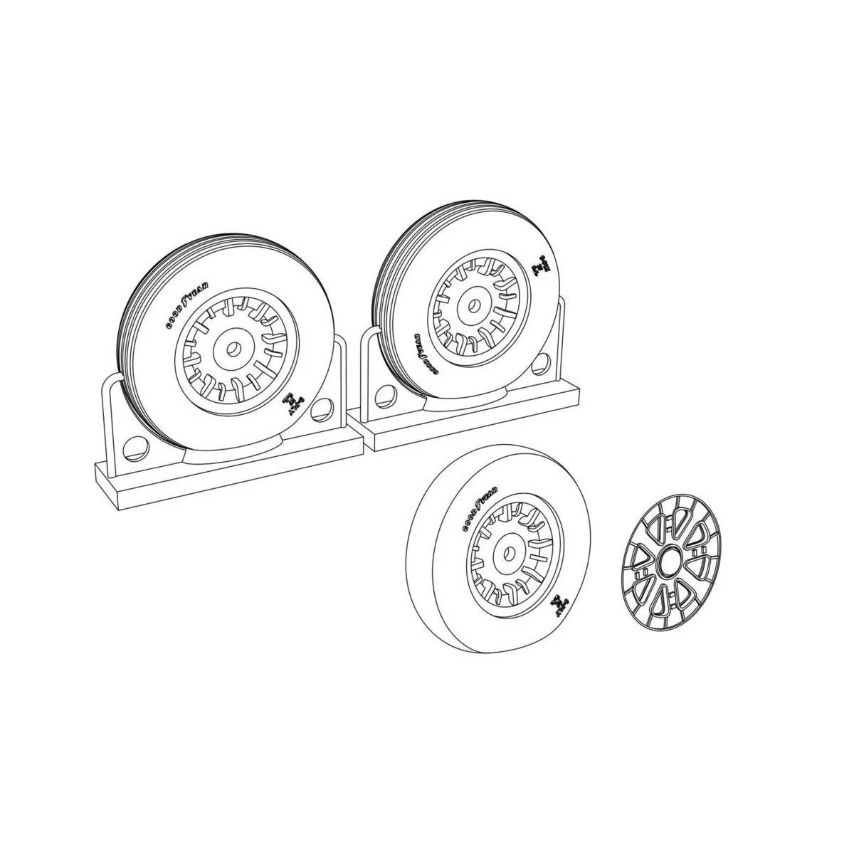 F4U Corsair Ribbed Thread Wheels set, 1/48 - Brengun BRL48115
