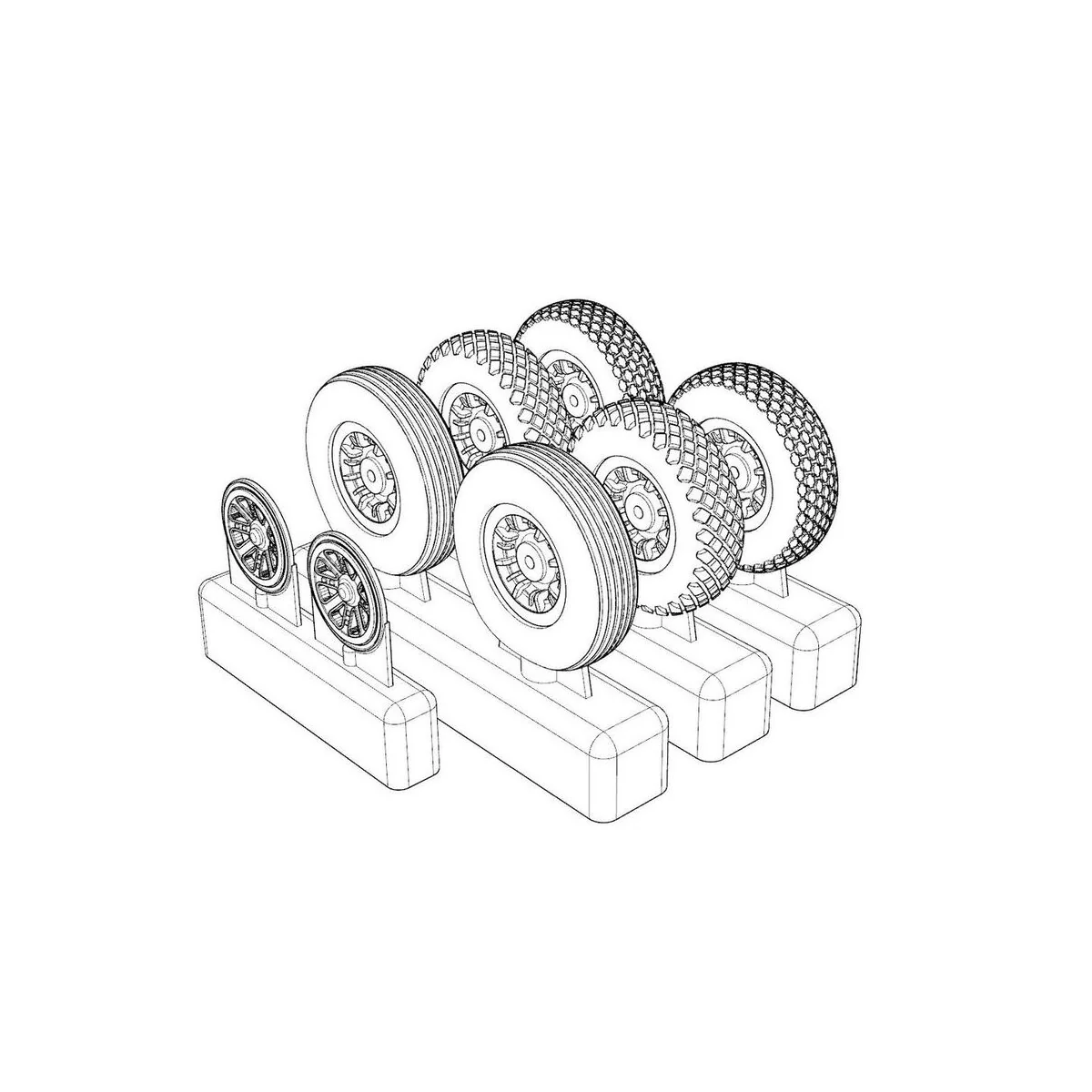 P-47N Wheels (3 type of pattern), 1/72 - Brengun BRL72214