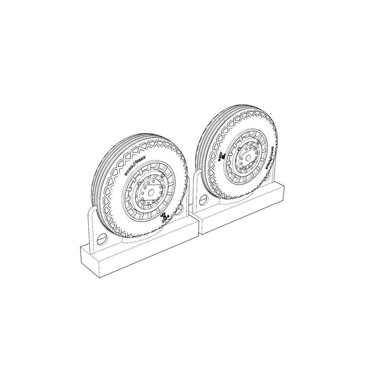 F4U Corsair Ribbed-Diamond Thread Wheels set, 1/72 - Brengun BRL72220