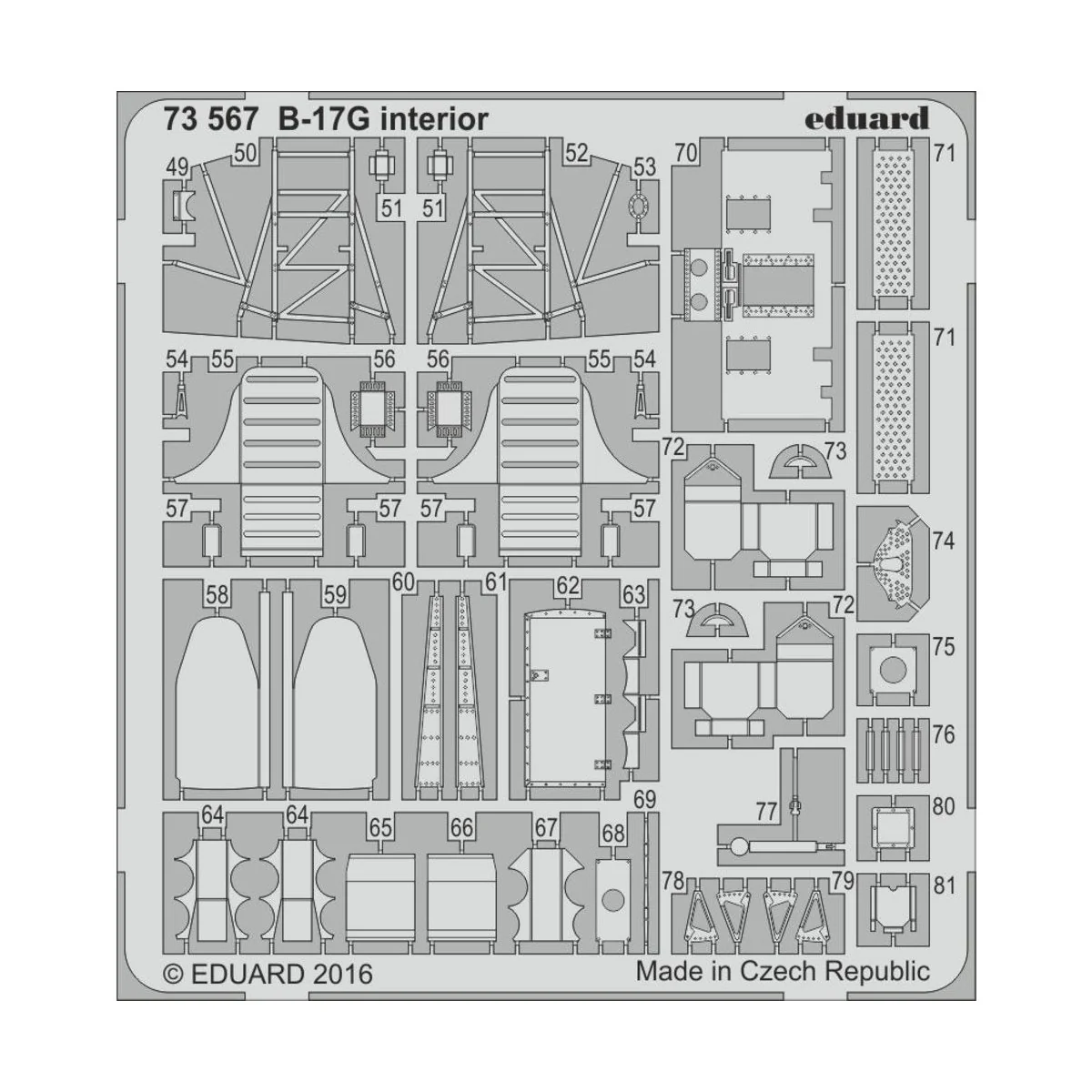 B-17G cockpit interior for Airfix, 1/72 - Eduard Accessories 73567