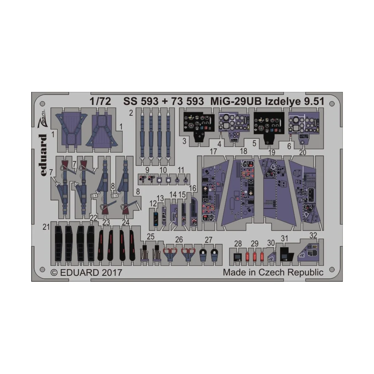 MiG-29UB Izdelye 9.51 for Trumpeter, 1/72 - Eduard Accessories 73593 MiG-29UB Izdelye 9.51 for Trumpeter, 1/72 - Eduard Accessories 73593