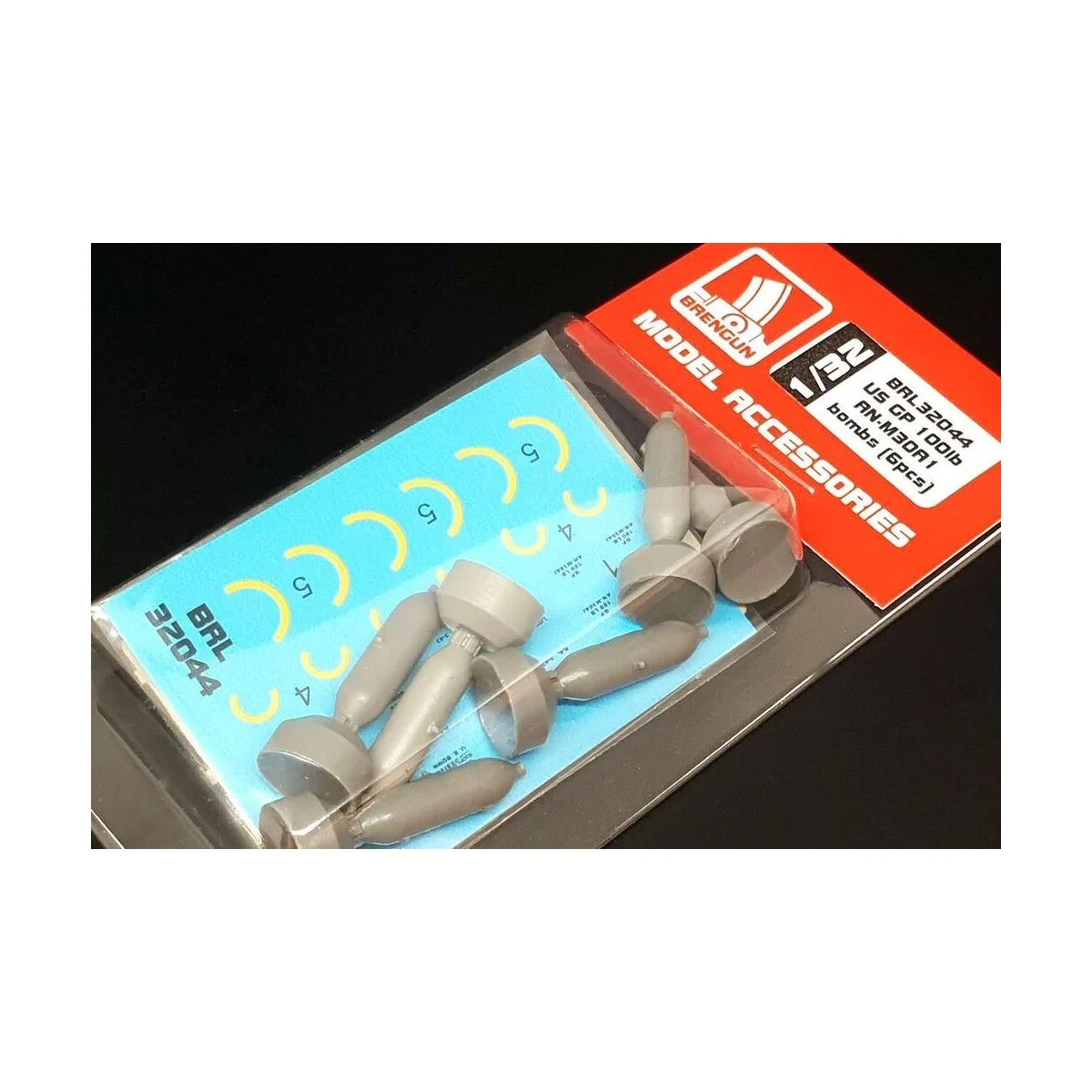 US GP 100lb AN-M30A1 bombs (6pcs), 1/32 - Brengun BRL32044