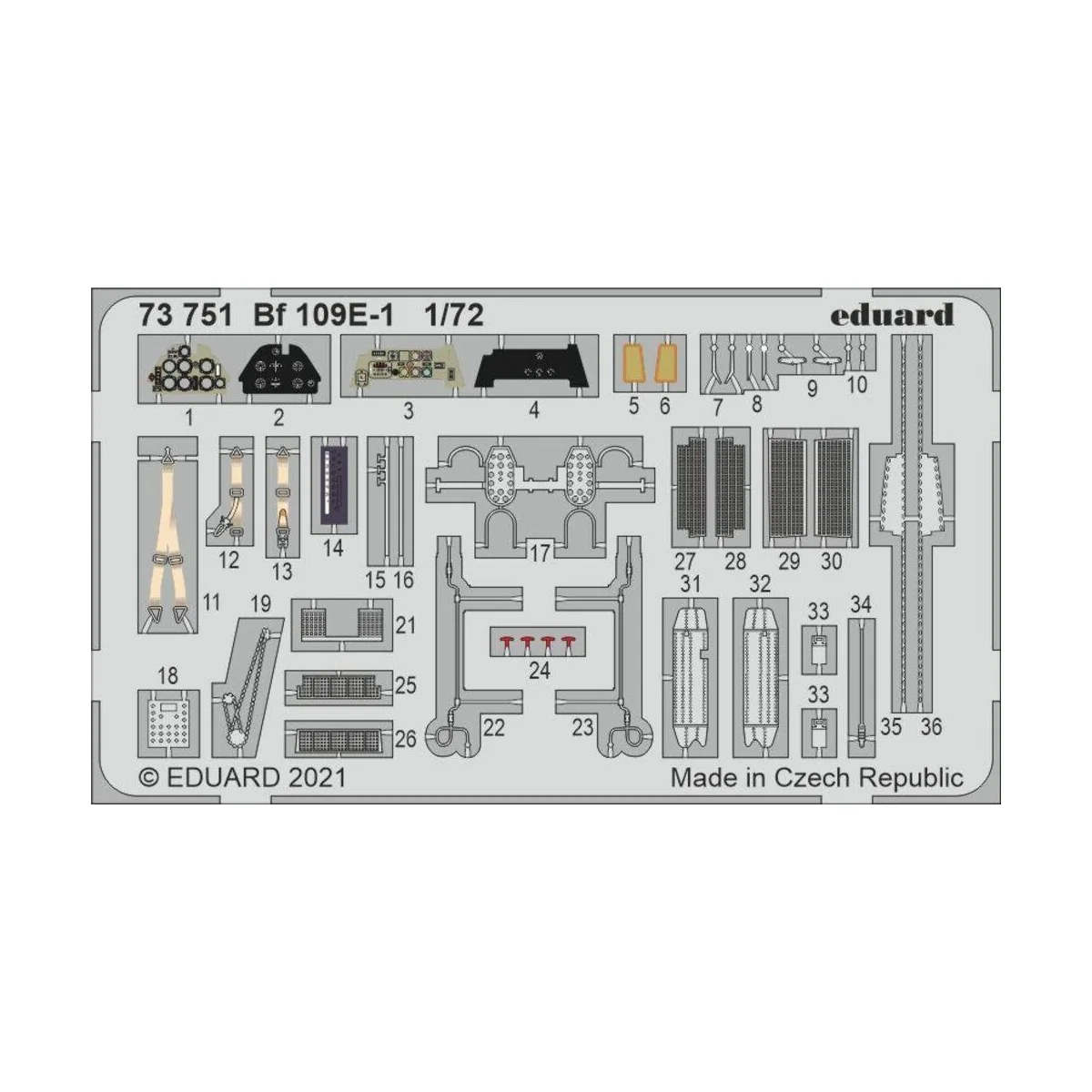 Bf 109E-1 1/72 for SPECIAL HOBBY, 1/72 - Eduard Accessories 73751