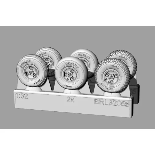 Spitfire 3 spoke wheels set (3 types of tires), 1/32 - Brengun BRL3...
