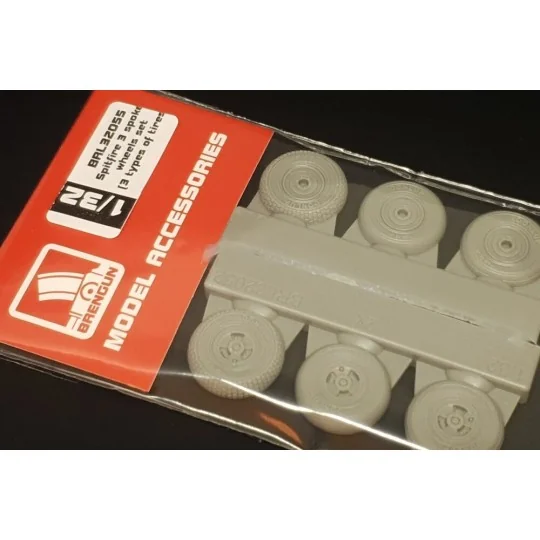 Spitfire 3 spoke wheels set (3 types of tires), 1/32 - Brengun BRL3...