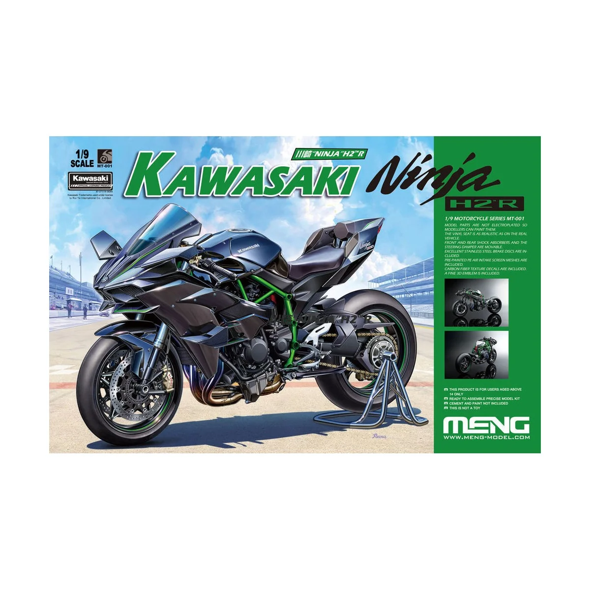 Kawasaki Ninja H2R (Pre-colored Edition), 1/9 - MENG-Model MT-001s