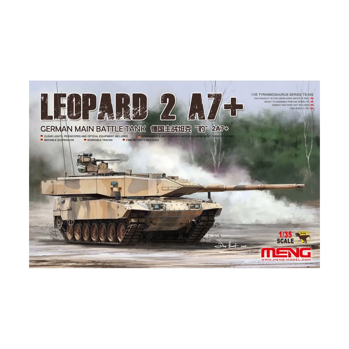 German Main Battle Tank Leopard 2A7+, 1/35 - MENG-Model TS-042