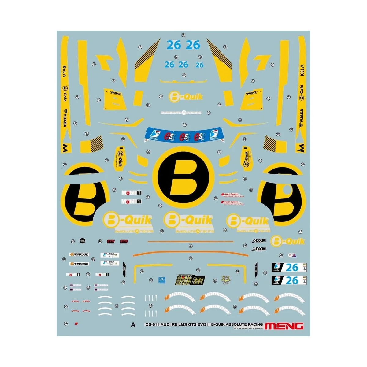 AUDI R8 LMS GT3 EVO II B-Quik Absolute Racing, 1/24 - MENG-Model CS...