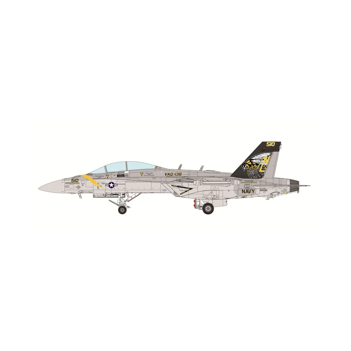 Boeing EA-18G Growler Electronic Attack Aircraft Yellow Jackets, 1/...