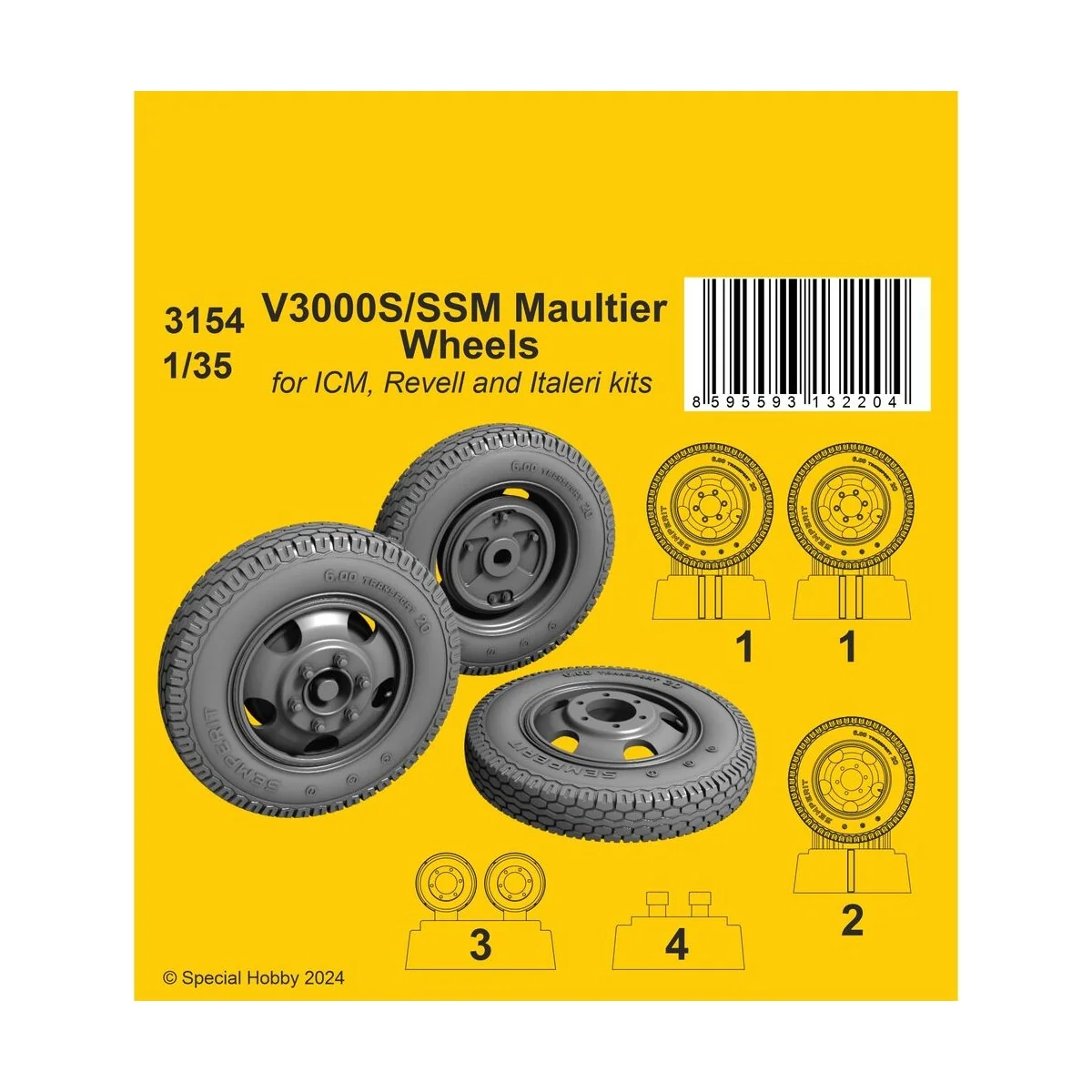 V3000S/SSM Maultier Wheels / for ICM kits, 1/35 - CMK 129-3154