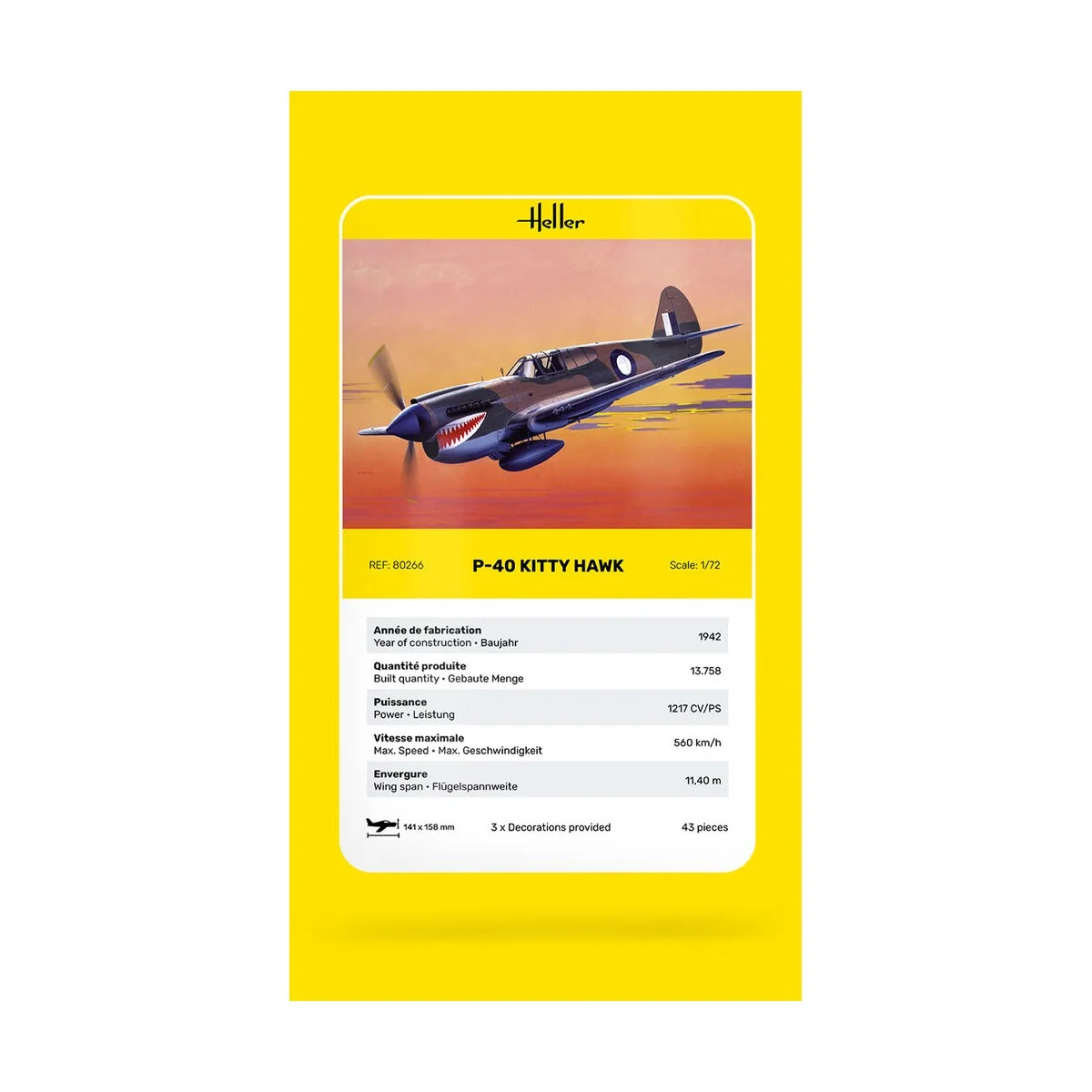 P-40 Kitty Hawk, 1/72 - Heller 80266