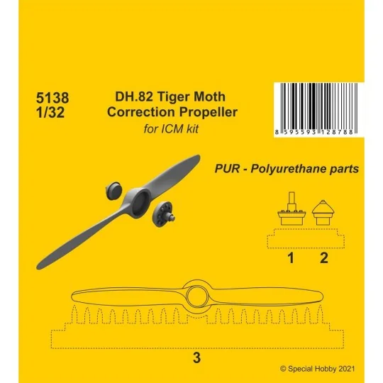 DH.82 Tiger Moth Correction Propeller(ICM kit), 1/32 - CMK 129-5138