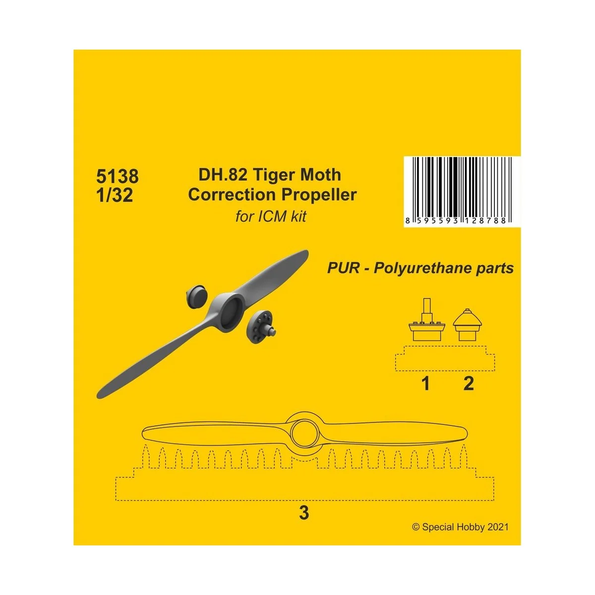DH.82 Tiger Moth Correction Propeller(ICM kit), 1/32 - CMK 129-5138