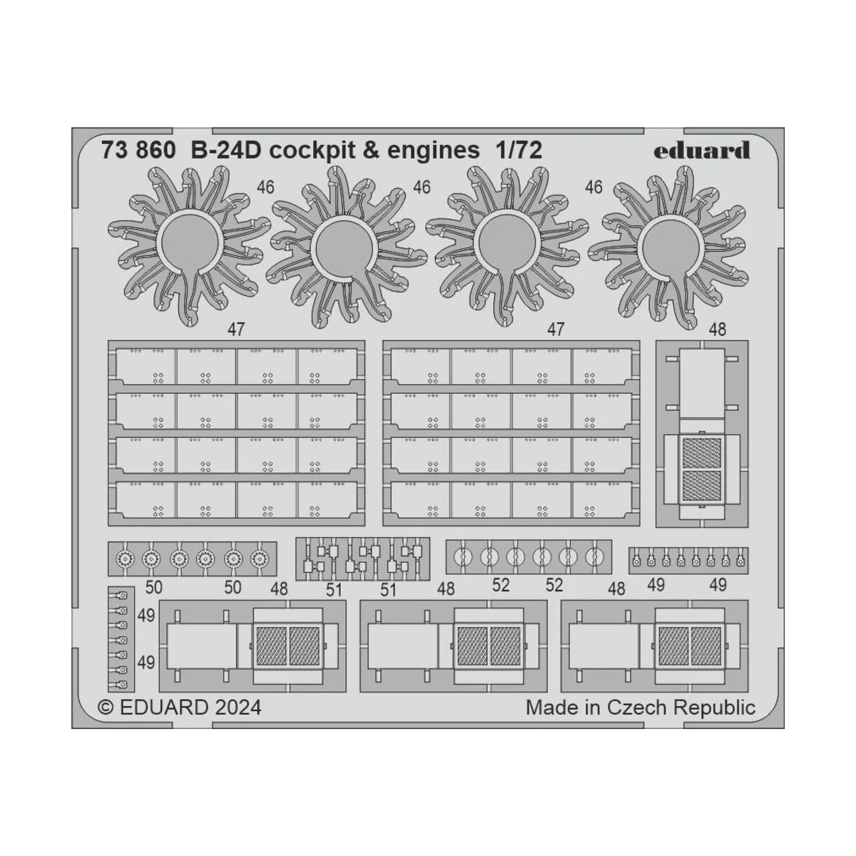 B-24D cockpit & engines for Airfix, 1/72 - Eduard Accessories 73860