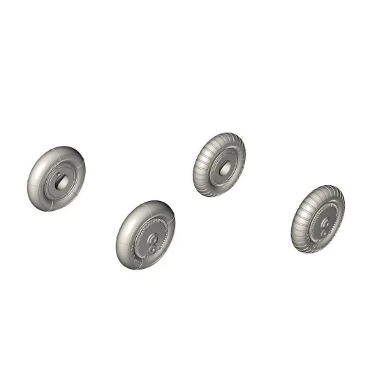 Bf 109G-6 Wheel set (smooth and ribbed tyres), 1/72 - CMK 129-Q72351