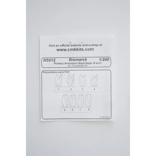 Bismarck Primary Armament Blast Bags 8pc, 1/200 - CMK 129-NS012