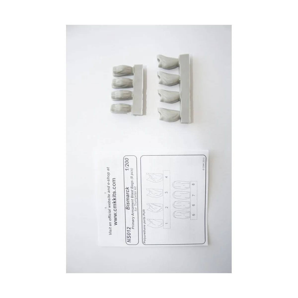 Bismarck Primary Armament Blast Bags 8pc, 1/200 - CMK 129-NS012