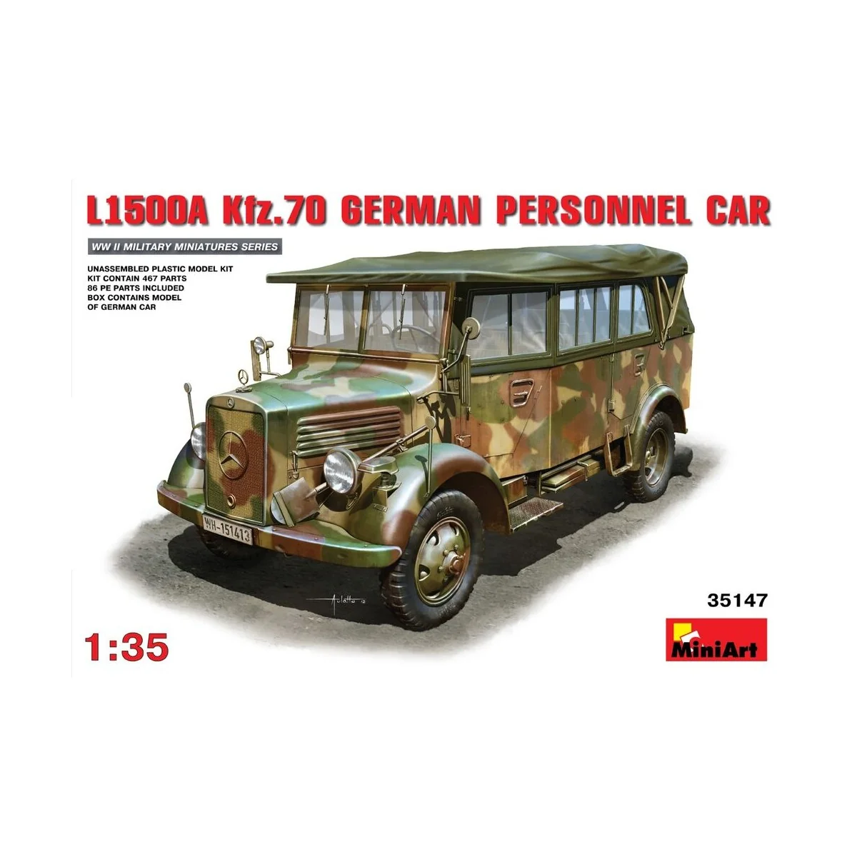 L1500A (Kfz.70) German Personnel Car, 1/35 - MiniArt 35147