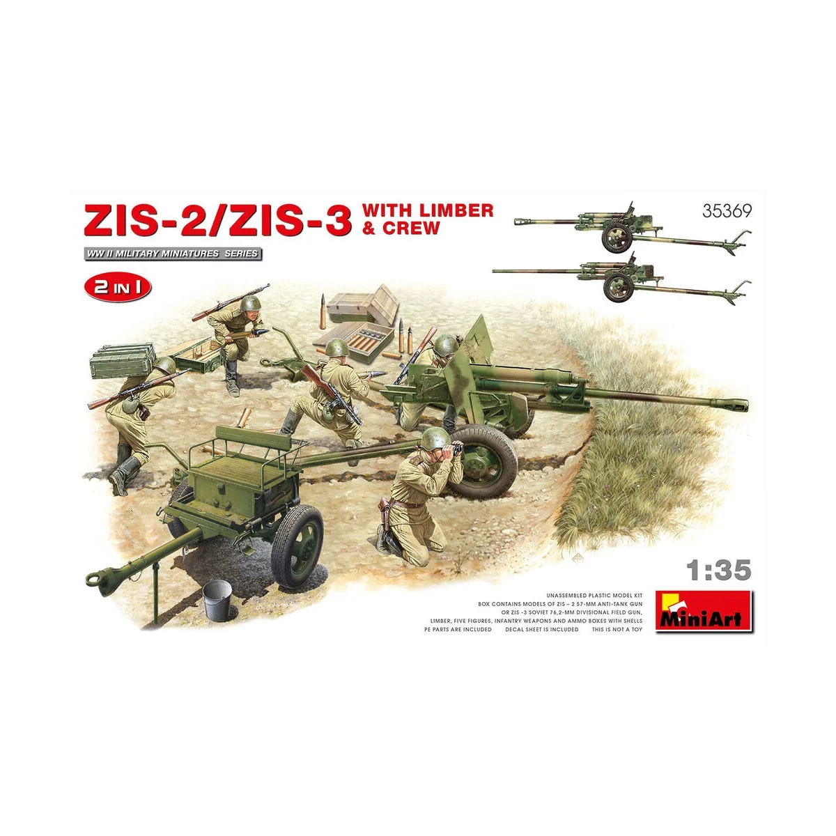 ZIS-2/ZIS-3 With LIMBER & CREW. 2 IN 1, 1/35 - MiniArt 35369