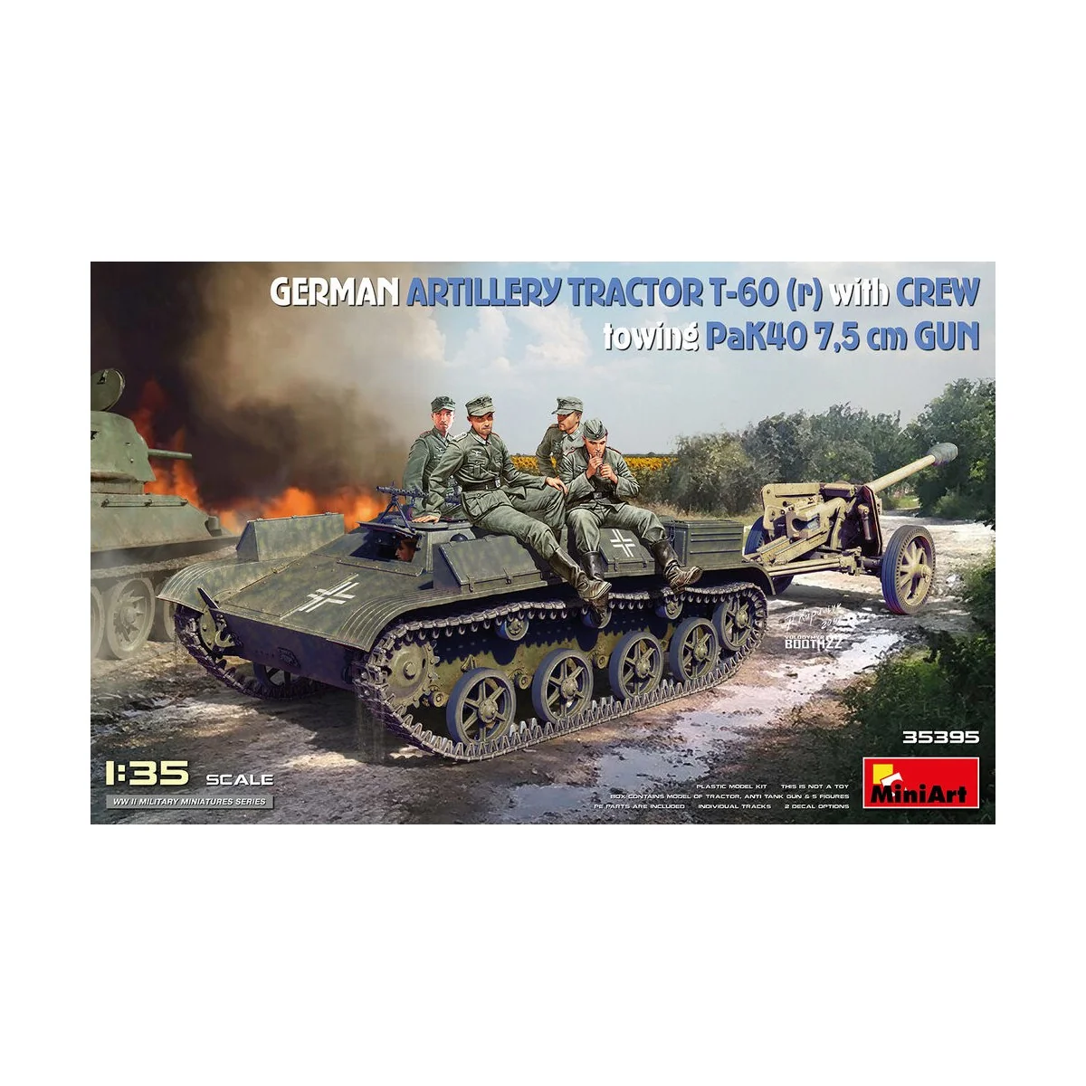 German Artillery Tractor T-60 (r) w/PaK40 Gun & Crew, 1/35 - MiniAr...