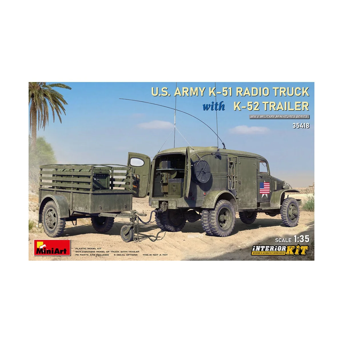 US Army K-51 Radio Truck w/K-52 Trailer. Interior Kit, 1/35 - MiniA...